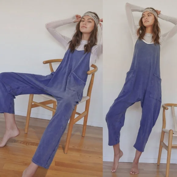 New Free People FP Movement Hot Shot Onesie French Navy M Blue Jumpsuit Romper